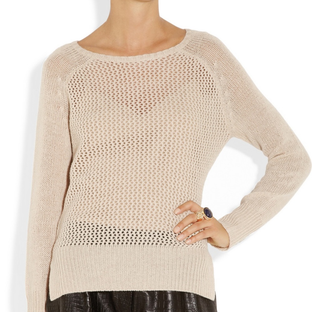 RAQUEL ALLEGRA  CASHMERE OPEN KNIT SWEATER  1 or S